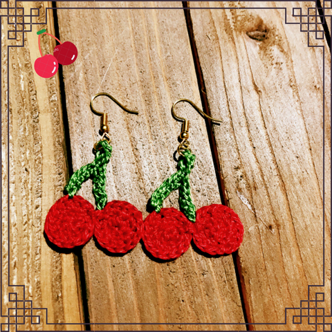 Cherry Crochet Earrings